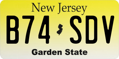 NJ license plate B74SDV
