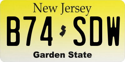NJ license plate B74SDW