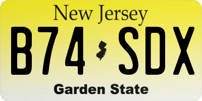 NJ license plate B74SDX