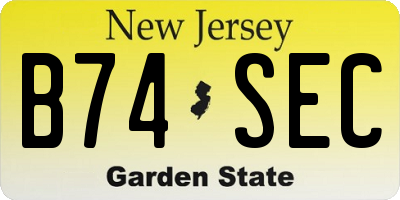 NJ license plate B74SEC