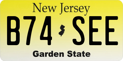 NJ license plate B74SEE