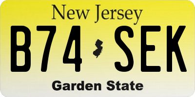 NJ license plate B74SEK