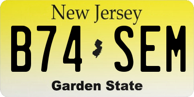NJ license plate B74SEM