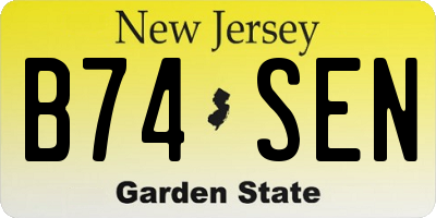 NJ license plate B74SEN