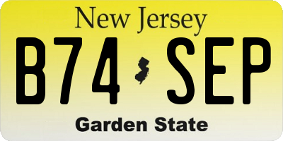 NJ license plate B74SEP