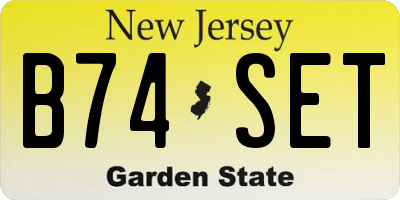NJ license plate B74SET