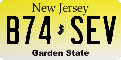 NJ license plate B74SEV
