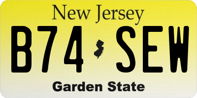 NJ license plate B74SEW