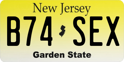 NJ license plate B74SEX