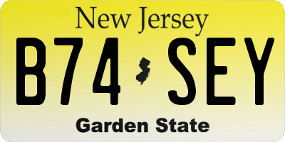 NJ license plate B74SEY