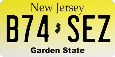 NJ license plate B74SEZ