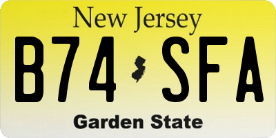 NJ license plate B74SFA