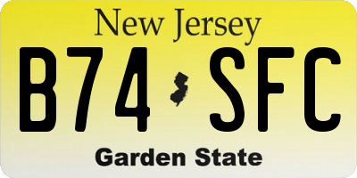NJ license plate B74SFC