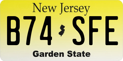 NJ license plate B74SFE