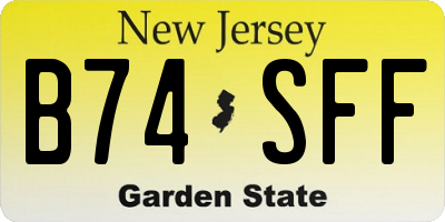 NJ license plate B74SFF