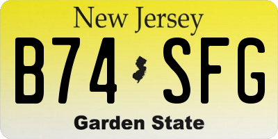 NJ license plate B74SFG