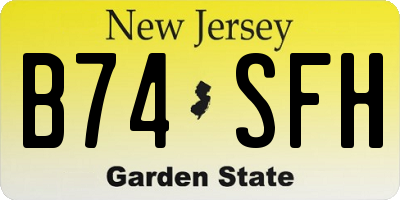 NJ license plate B74SFH