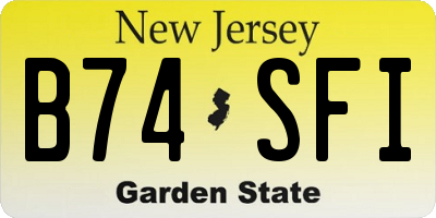NJ license plate B74SFI
