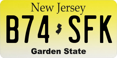 NJ license plate B74SFK