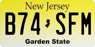 NJ license plate B74SFM