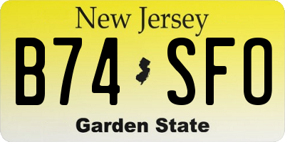 NJ license plate B74SFO