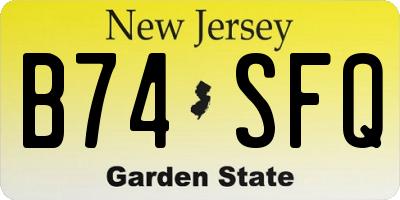 NJ license plate B74SFQ