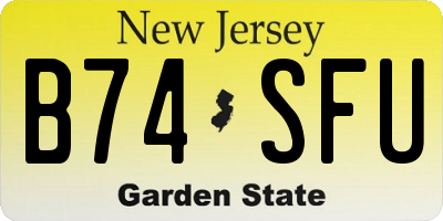 NJ license plate B74SFU