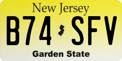 NJ license plate B74SFV