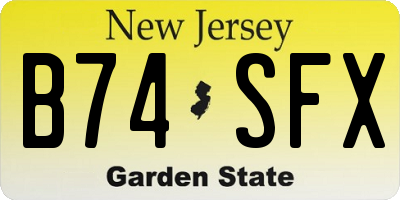 NJ license plate B74SFX