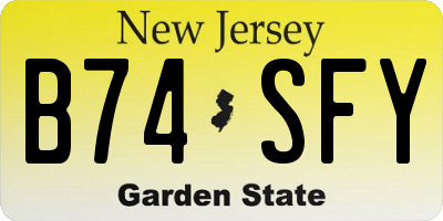 NJ license plate B74SFY
