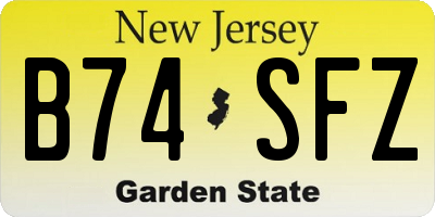 NJ license plate B74SFZ