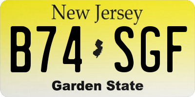 NJ license plate B74SGF