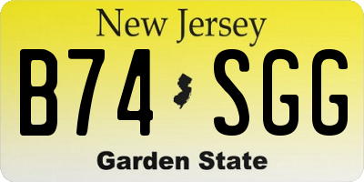 NJ license plate B74SGG