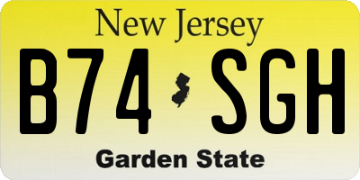 NJ license plate B74SGH