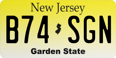 NJ license plate B74SGN