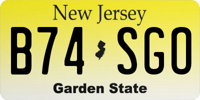 NJ license plate B74SGO