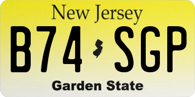 NJ license plate B74SGP