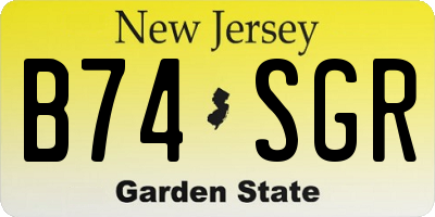 NJ license plate B74SGR