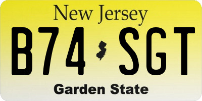NJ license plate B74SGT