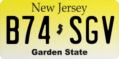 NJ license plate B74SGV