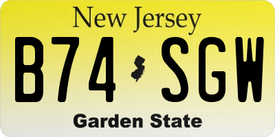 NJ license plate B74SGW