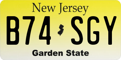 NJ license plate B74SGY