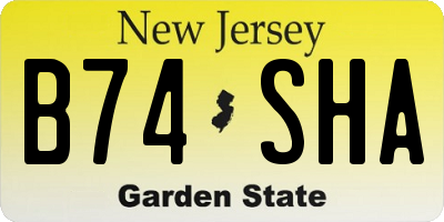 NJ license plate B74SHA