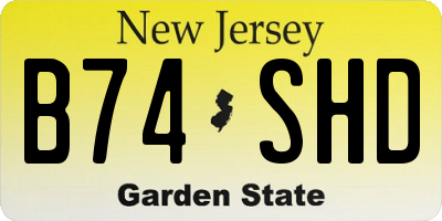 NJ license plate B74SHD