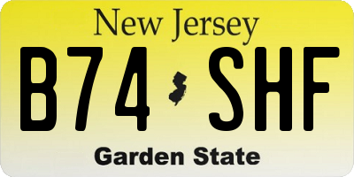 NJ license plate B74SHF