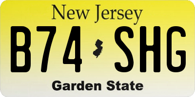 NJ license plate B74SHG