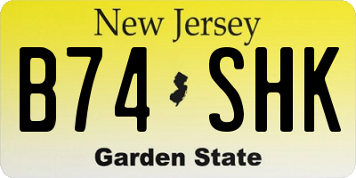 NJ license plate B74SHK