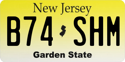NJ license plate B74SHM