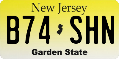 NJ license plate B74SHN