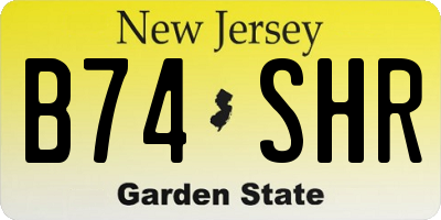 NJ license plate B74SHR